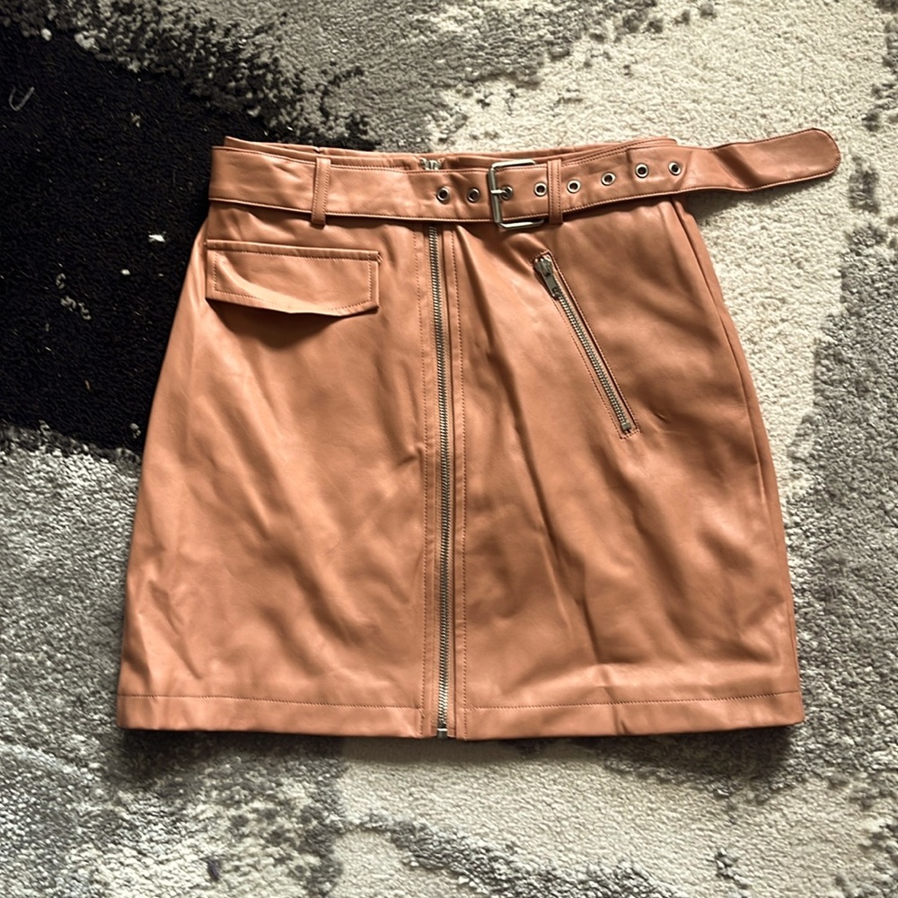 Brown Faux Leather Skirt